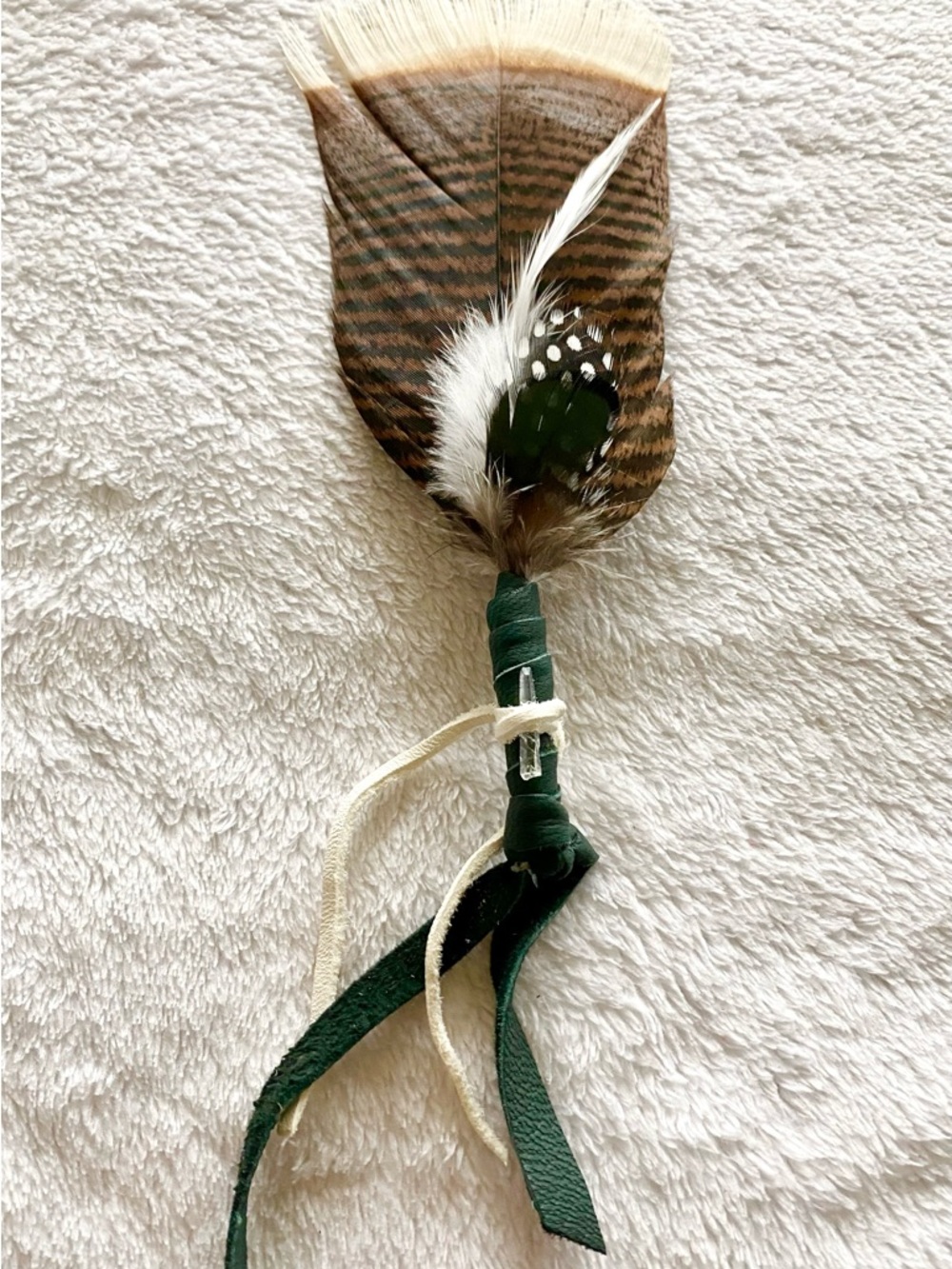 Green Feather Wall Accent - Mixed Media Home Art